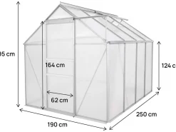 Serre jardin polycarbonate 250 x 190 x 195 cm
