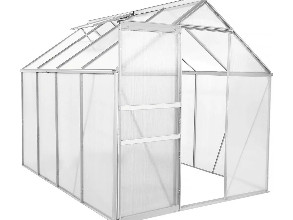 Serre jardin polycarbonate 250 x 190 x 195 cm "Basilic" - 4,75 m² - Gris