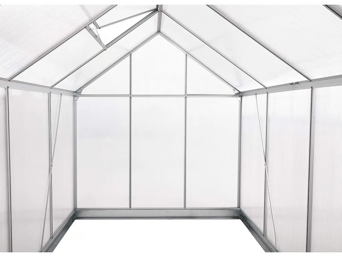 Serre jardin polycarbonate 310 x 190 x 195 cm "Basilic" - 5,89 m² - Gris