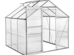 Serre jardin polycarbonate 190 x 190 x 195 cm "Basilic" - 3,61 m² - Gris
