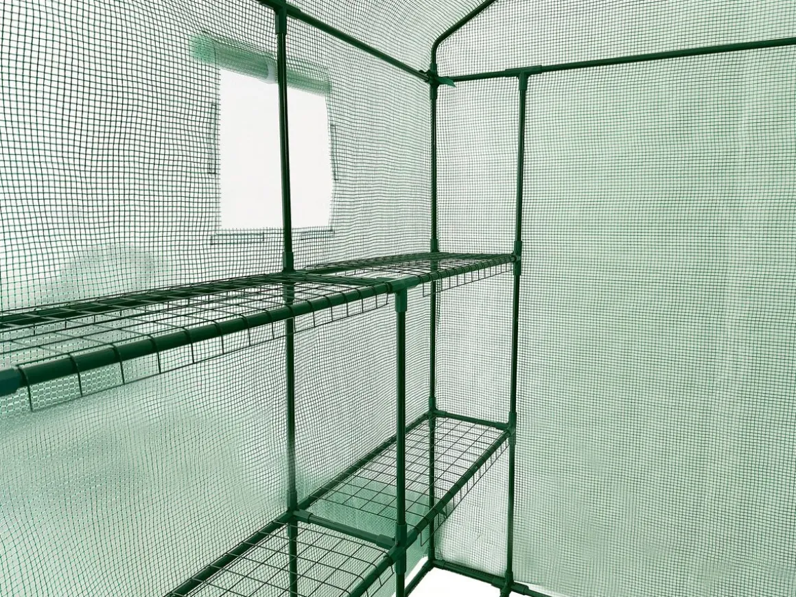 Serre tomates de jardin avec étagères "Lys" - 2.04 m² - 130g - Vert
