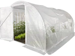 Serre tunelle de jardin avec porte 4 x 3 m "Mimosa" - 12 m² - 180g - Blanc