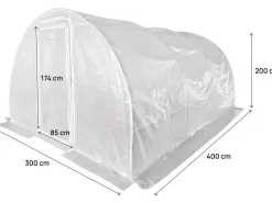 Serre tunelle de jardin avec porte 4 x 3 m