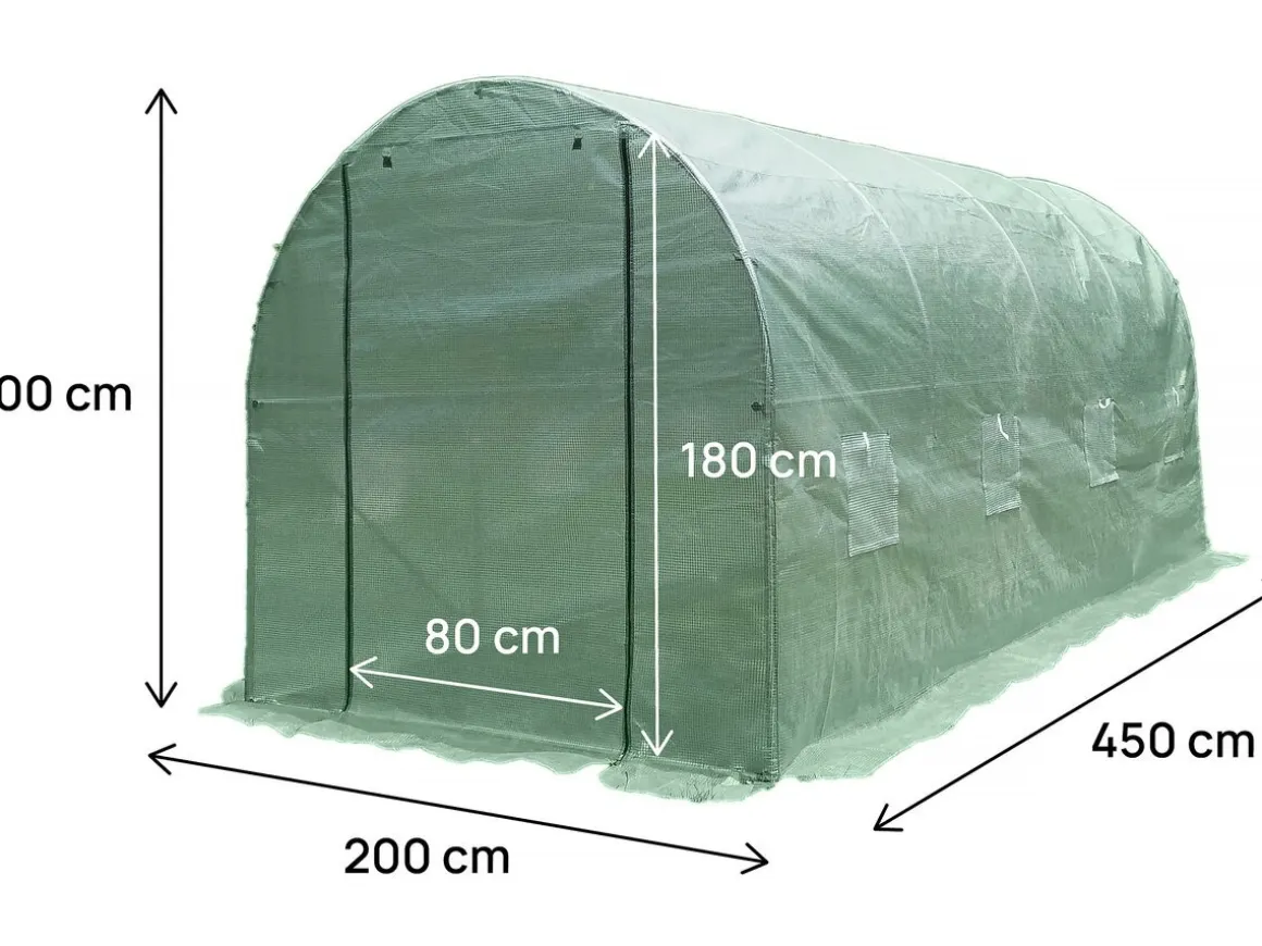Serre tunelle de jardin 4,5 x 2 m "Lys" - 9 m² - 130g - Vert