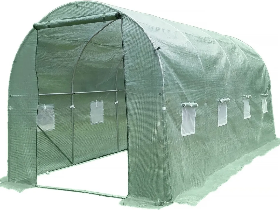 Serre tunelle de jardin 4,5 x 2 m "Lys" - 9 m² - 130g - Vert