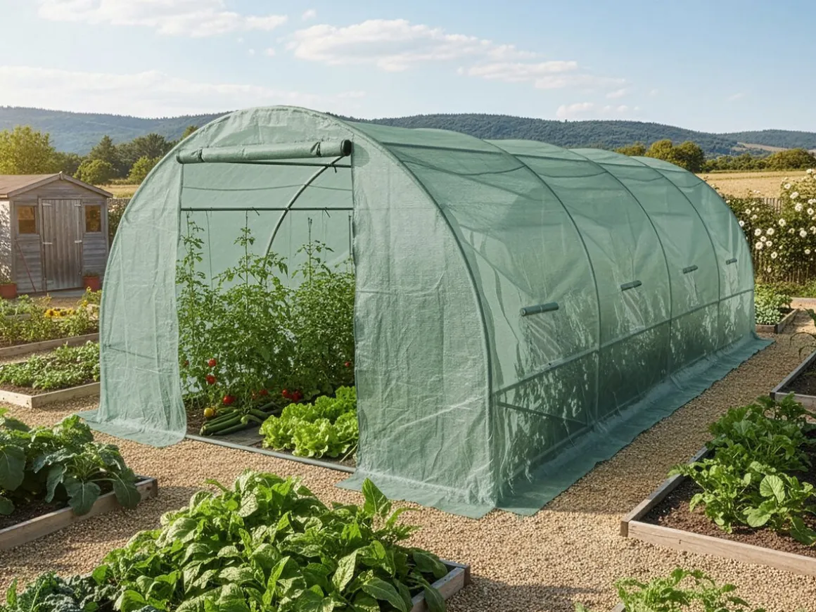 Serre tunelle de jardin 6 x 3 m "Lys" - 18 m² - 140g - Vert