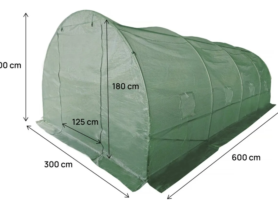 Serre tunelle de jardin 6 x 3 m "Lys" - 18 m² - 140g - Vert