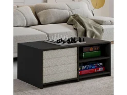 Set de table basse en bois "Gord" - 90 x 45 x 44.1 cm - Anthracite