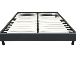 Sommier "Andy" en tissu - 140 x 190cm - Gris anthracite