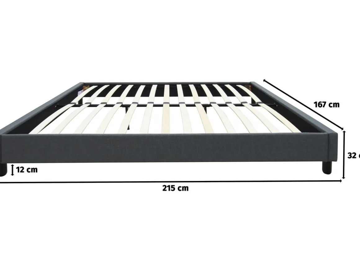 Sommier "Andy" en tissu - 160 x 200 cm - Gris anthracite