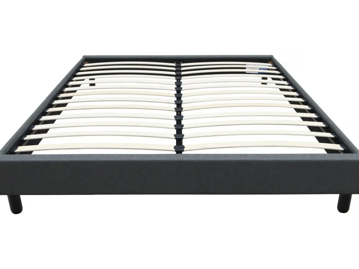 Sommier "Andy" en tissu - 160 x 200 cm - Gris anthracite