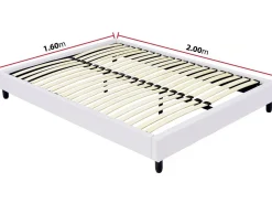 Sommier tapissier à lattes - 160 x 200 cm - 13 lattes - Blanc