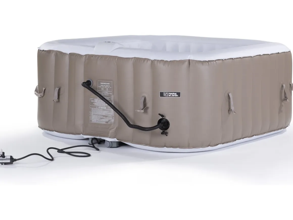 SPA GONFLABLE MONAC EN PVC - 6 PLACES - TAUPE/CREME