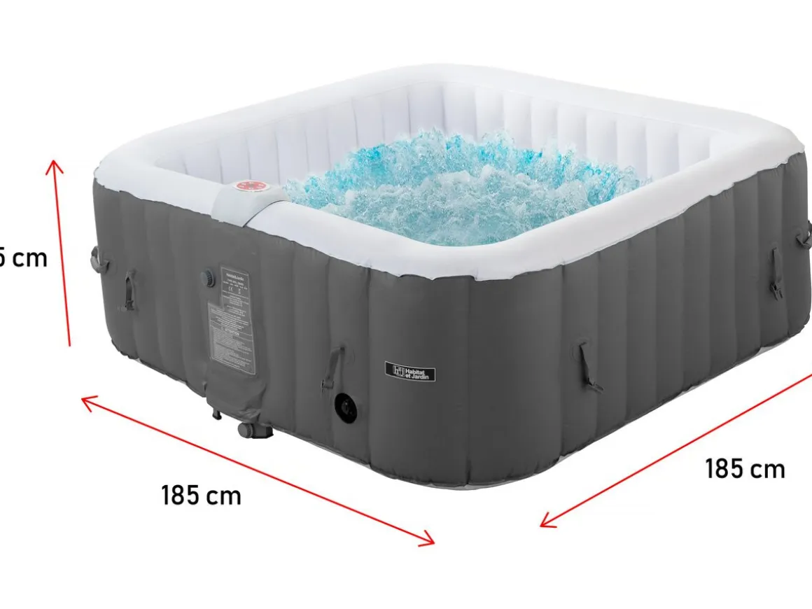 Spa gonflable "RIVIERA" en PVC - 6 places - Gris/blanc