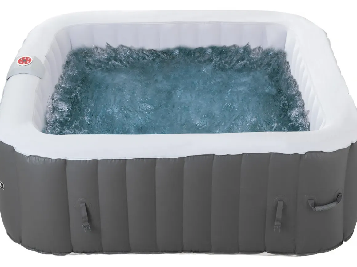 Spa gonflable "RIVIERA" en PVC - 6 places - Gris/blanc