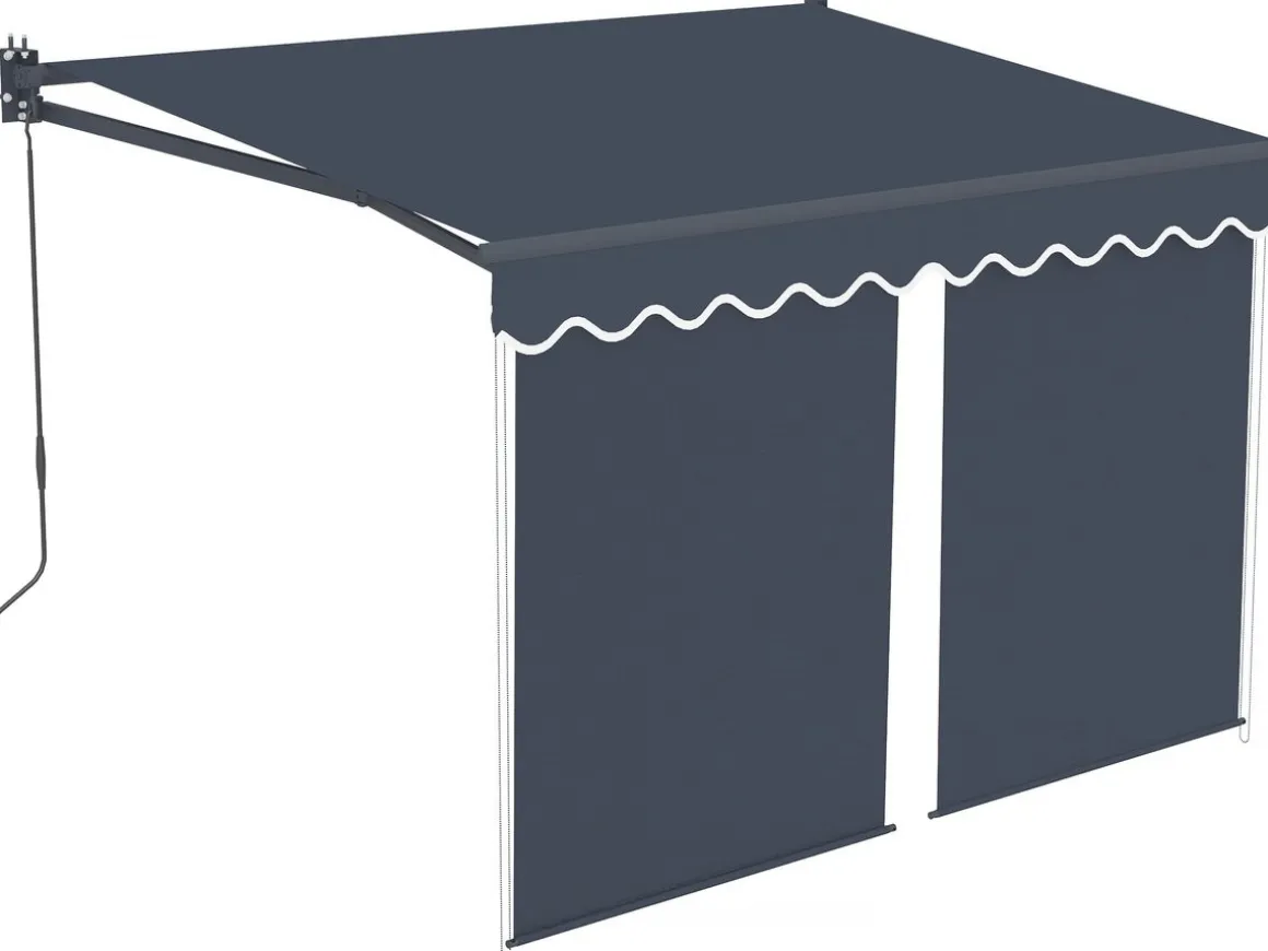 Store banne avec lambrequin en aluminium 2 x 3 m "Shadow" - Gris anthracite