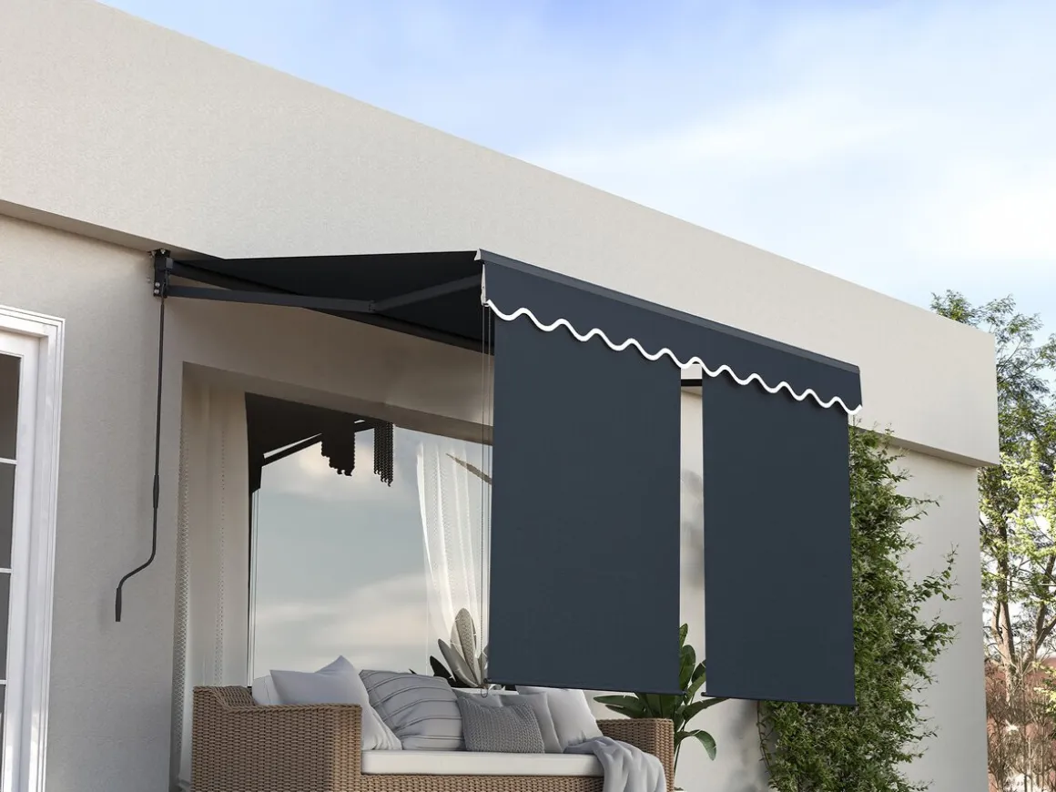 Store banne avec lambrequin en aluminium 2 x 3 m "Shadow" - Gris anthracite