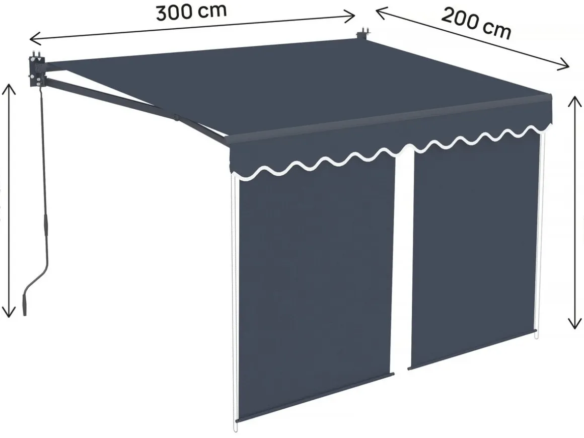 Store banne avec lambrequin en aluminium 2 x 3 m "Shadow" - Gris anthracite