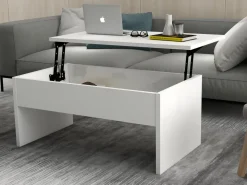 Table basse avec coffre de rangement en bois "Akilli" - 90 x 52 x 45 cm - Blanc