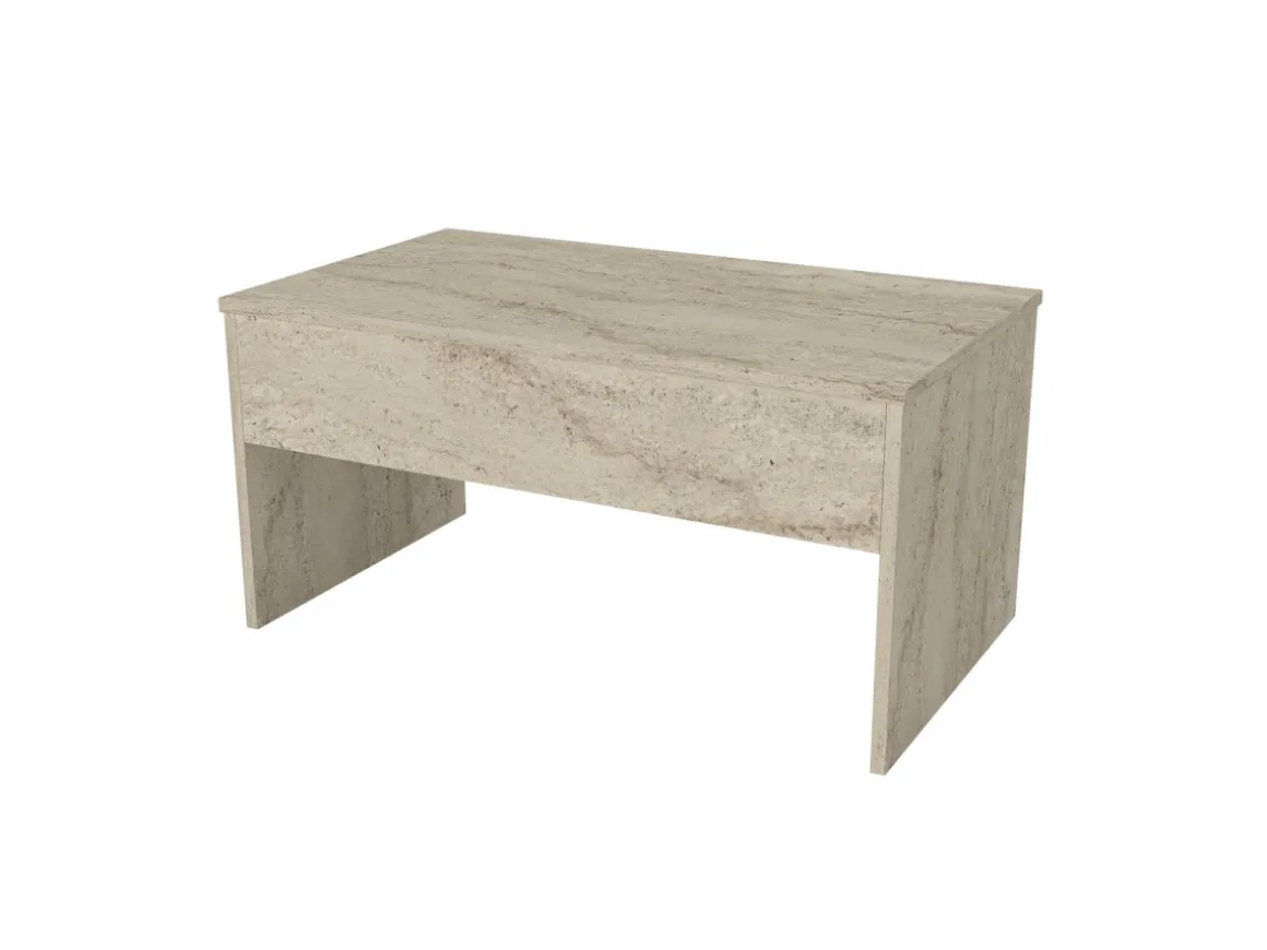 Table basse avec coffre de rangement en bois "Akilli" - 90 x 45 x 52 cm - Travertin