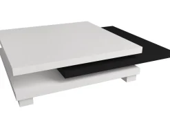Table basse "Elena" - 80 x 80 x 32 cm - Blanc / Noir