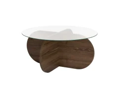 Table basse en bois "Aeris" - 75 x 75 x 35 cm - NoyerTransparent