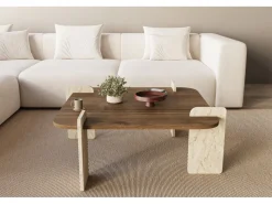 Table basse en bois "Afrolli" - 90 x 90 x 35 cm - Marron