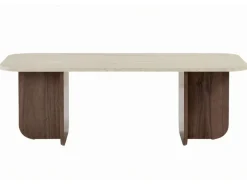 Table basse en bois "Akira" - 120 x 60 x 41 cm - Travertin