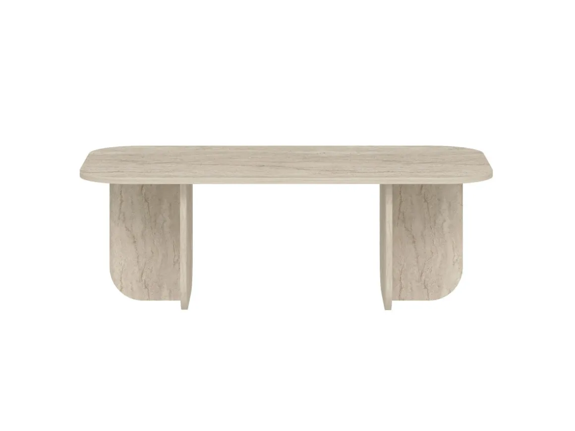 Table basse en bois "Becaj" - 120 x 60 x 41 cm - Travertin