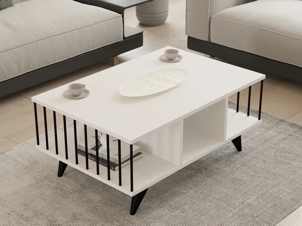 Table basse en bois "Bert" - 90 x 60 x 40 cm - Blanc