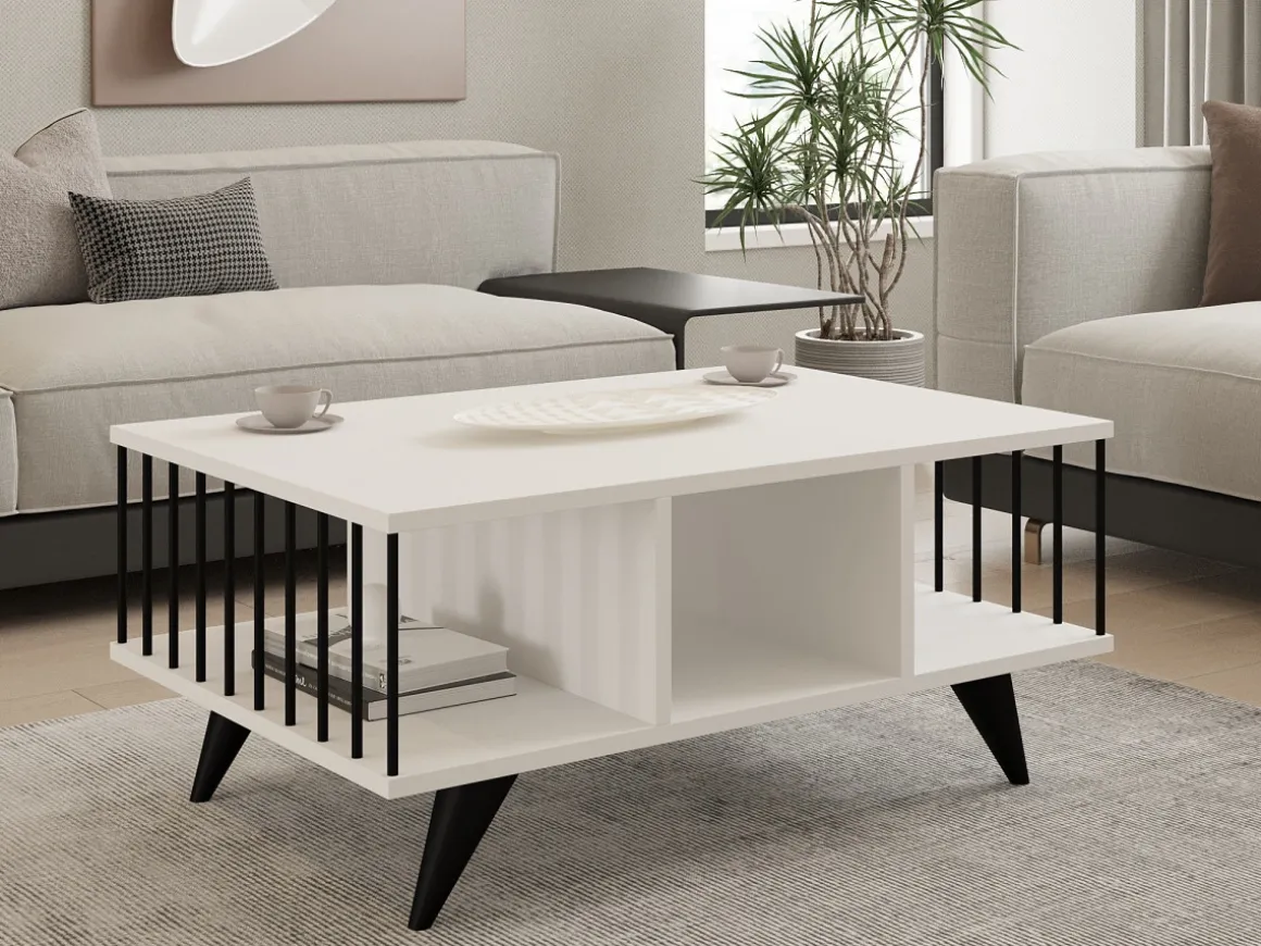 Table basse en bois "Bert" - 90 x 60 x 40 cm - Blanc