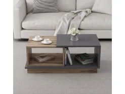 Table basse en bois "Consept" - 90 x 45 x 36 cm - Gris anthracite