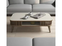 Table basse en bois "Eylül" - 105 x 60 x 34 cm - Crème
