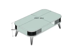 Table basse en bois "Eylül" - 105 x 60 x 34 cm - Crème