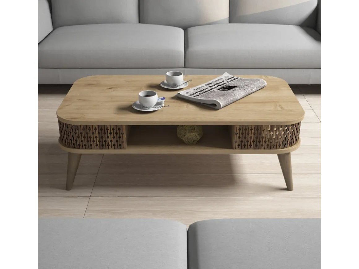 Table basse en bois "Eylul" - 105 x 60 x 34 cm - Marron