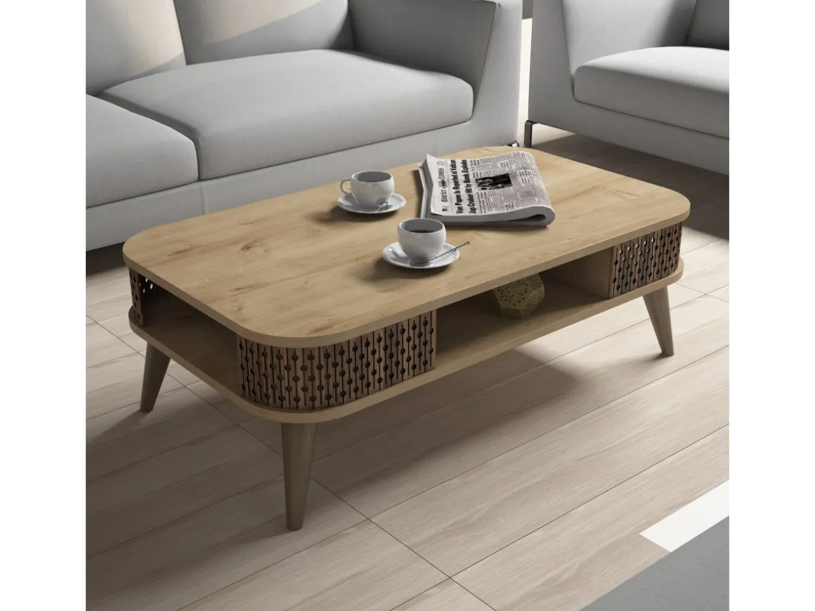 Table basse en bois "Eylul" - 105 x 60 x 34 cm - Marron