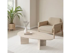 Table basse en bois "Flap" 139,5 x 79,5 x 42 cm - Travertin