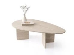 Table basse en bois "Flap" 139,5 x 79,5 x 42 cm - Travertin