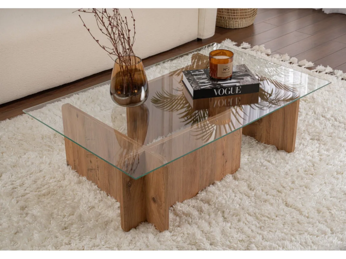 Table basse en bois "Flavio" - 105 x 65 x 30 cm - Pin atlantique