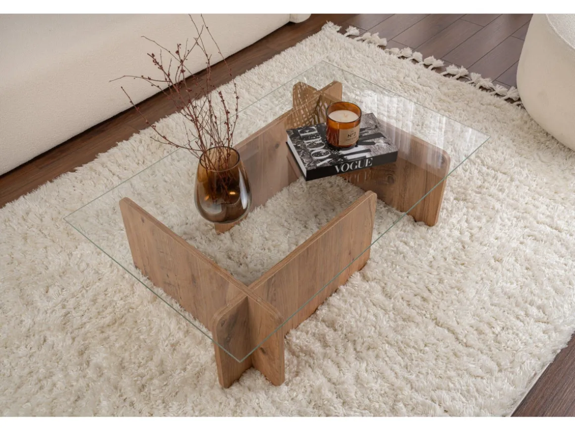 Table basse en bois "Flavio" - 105 x 65 x 30 cm - Pin atlantique