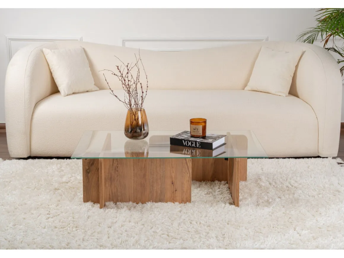 Table basse en bois "Flavio" - 105 x 65 x 30 cm - Pin atlantique