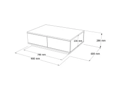 Table basse en bois "FR14" - 90 x 60 x 28 cm - Pin atlantiqueBlanc