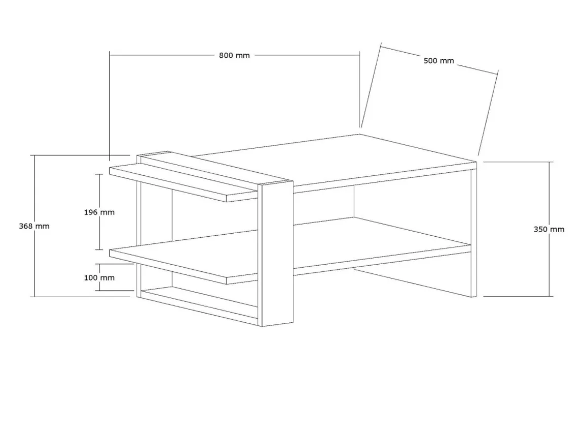 Table basse en bois "Gaye" - 80 x 50 x 35 cm - Noyer, Blanc