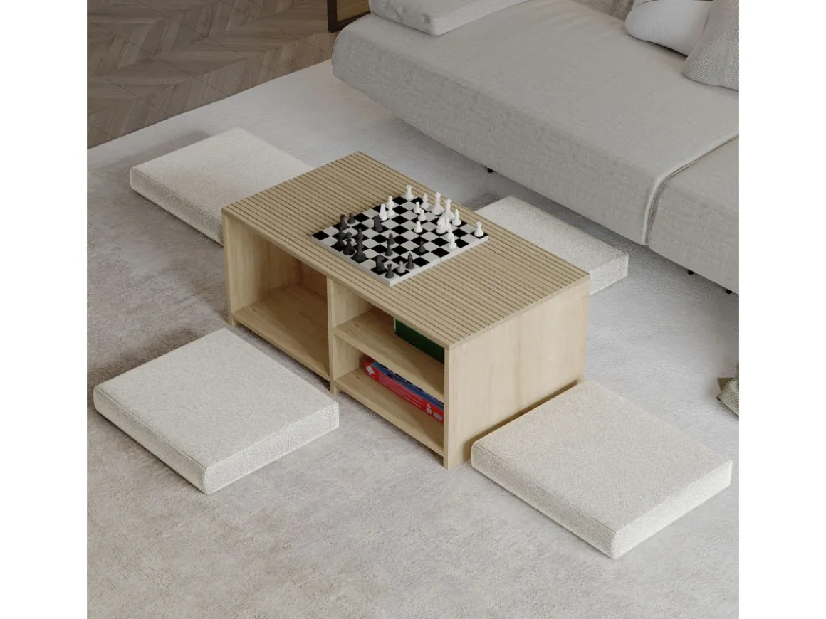 Table basse en bois "Gord" - 90 x 45 x 44 cm - Beige