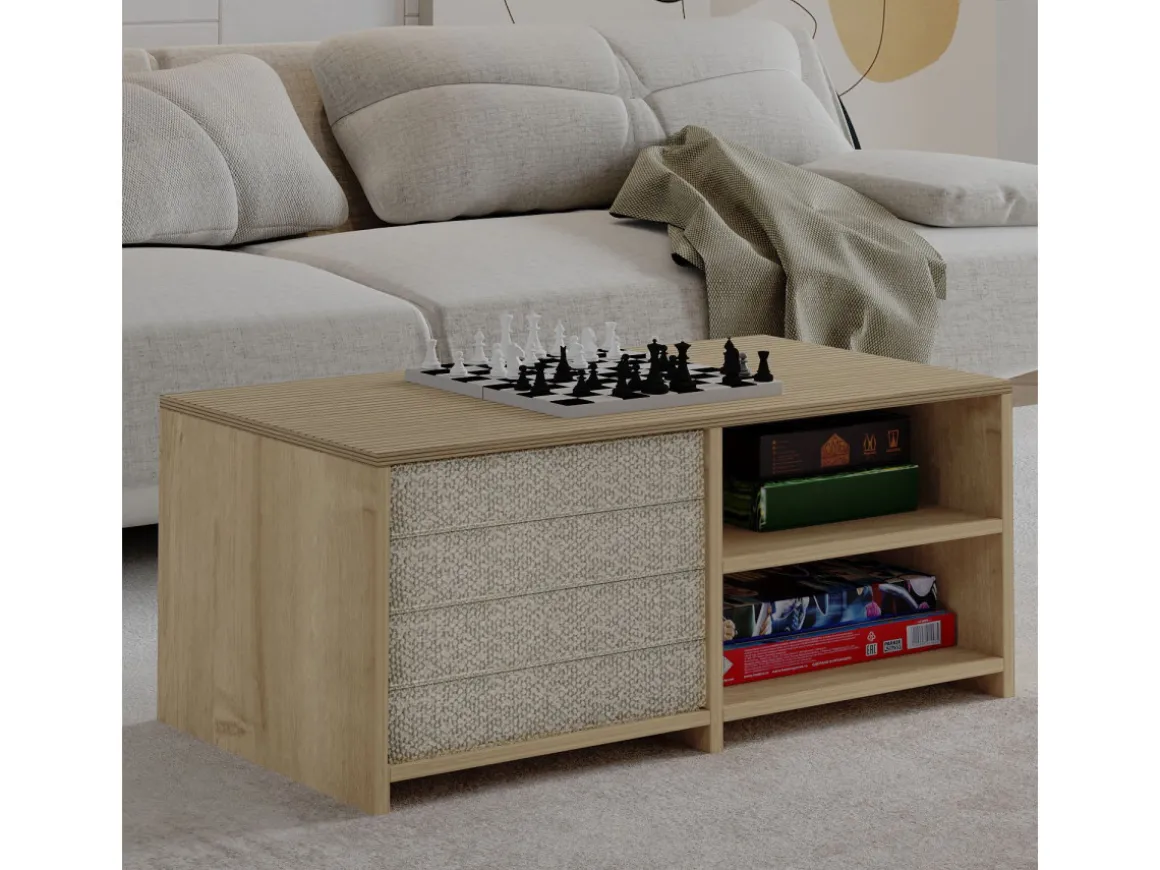Table basse en bois "Gord" - 90 x 45 x 44 cm - Beige