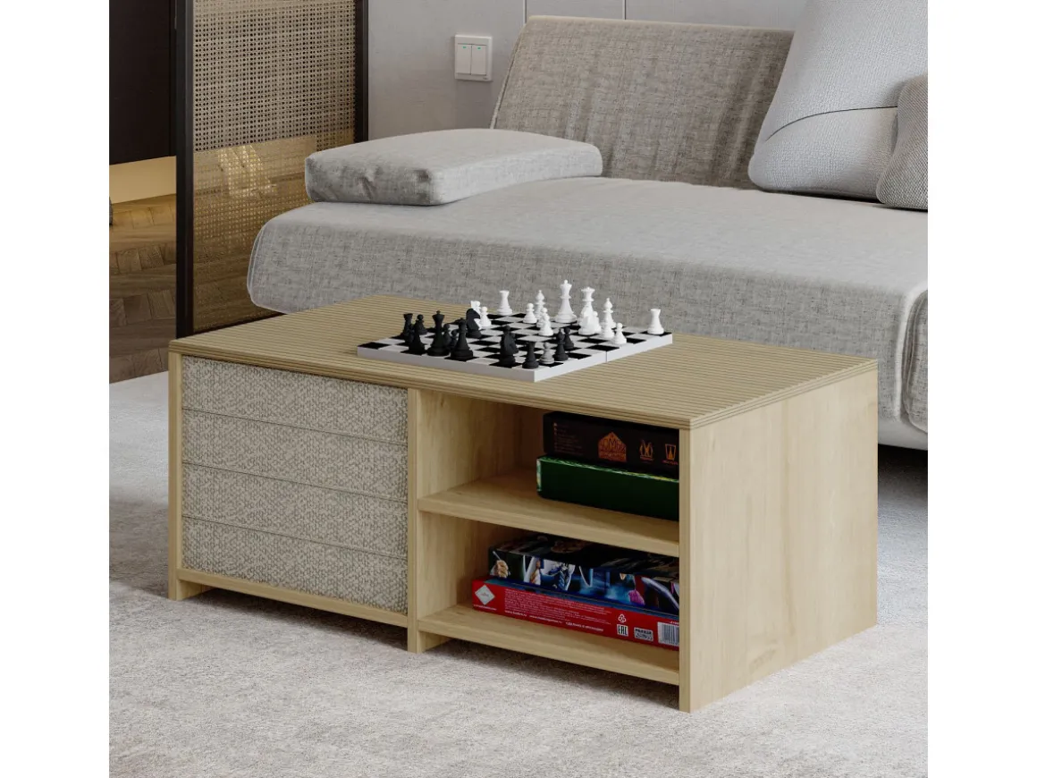 Table basse en bois "Gord" - 90 x 45 x 44 cm - Beige