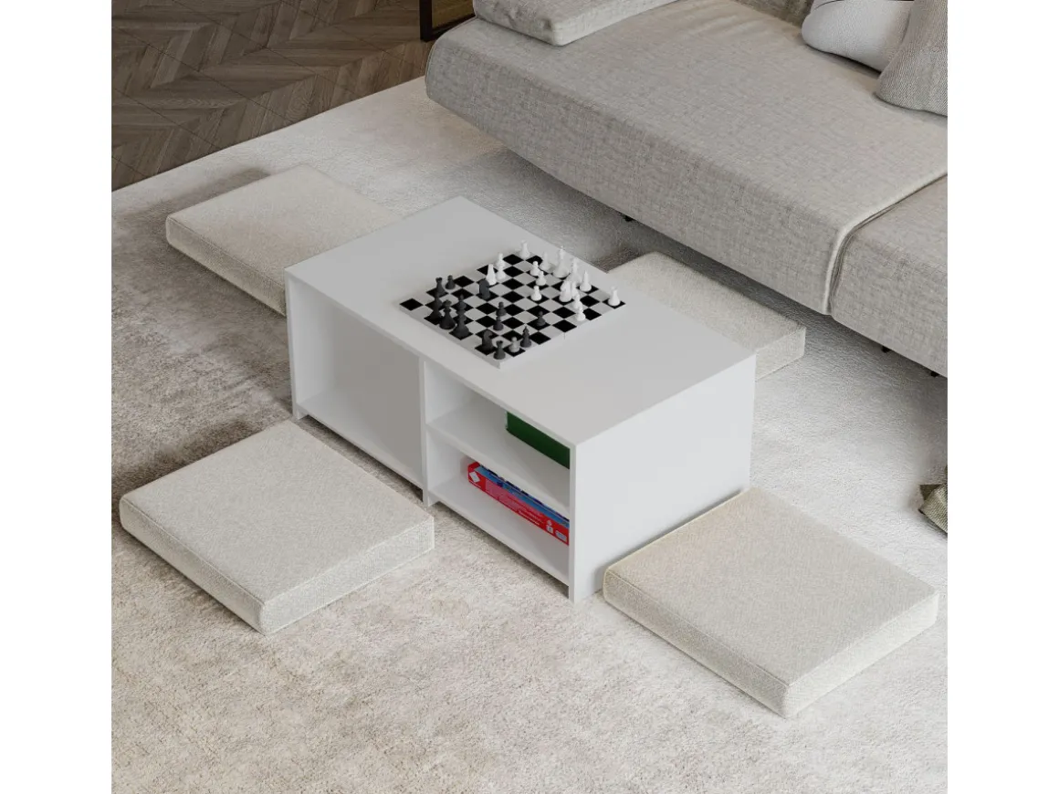 Table basse en bois "Gord" - 90 x 45 x 44 cm - Blanc