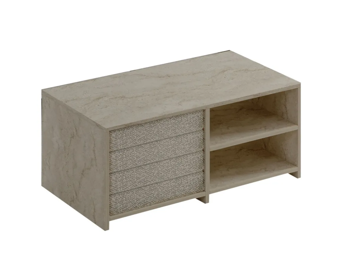 Table basse en bois "Gord" - 90 x 45 x 44 cm - Travertin