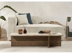 Table basse en bois "Harbor" - 120 x 45 x 30 cm - Travertin
