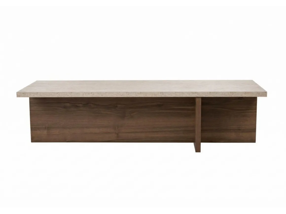 Table basse en bois "Harbor" - 120 x 45 x 30 cm - Travertin